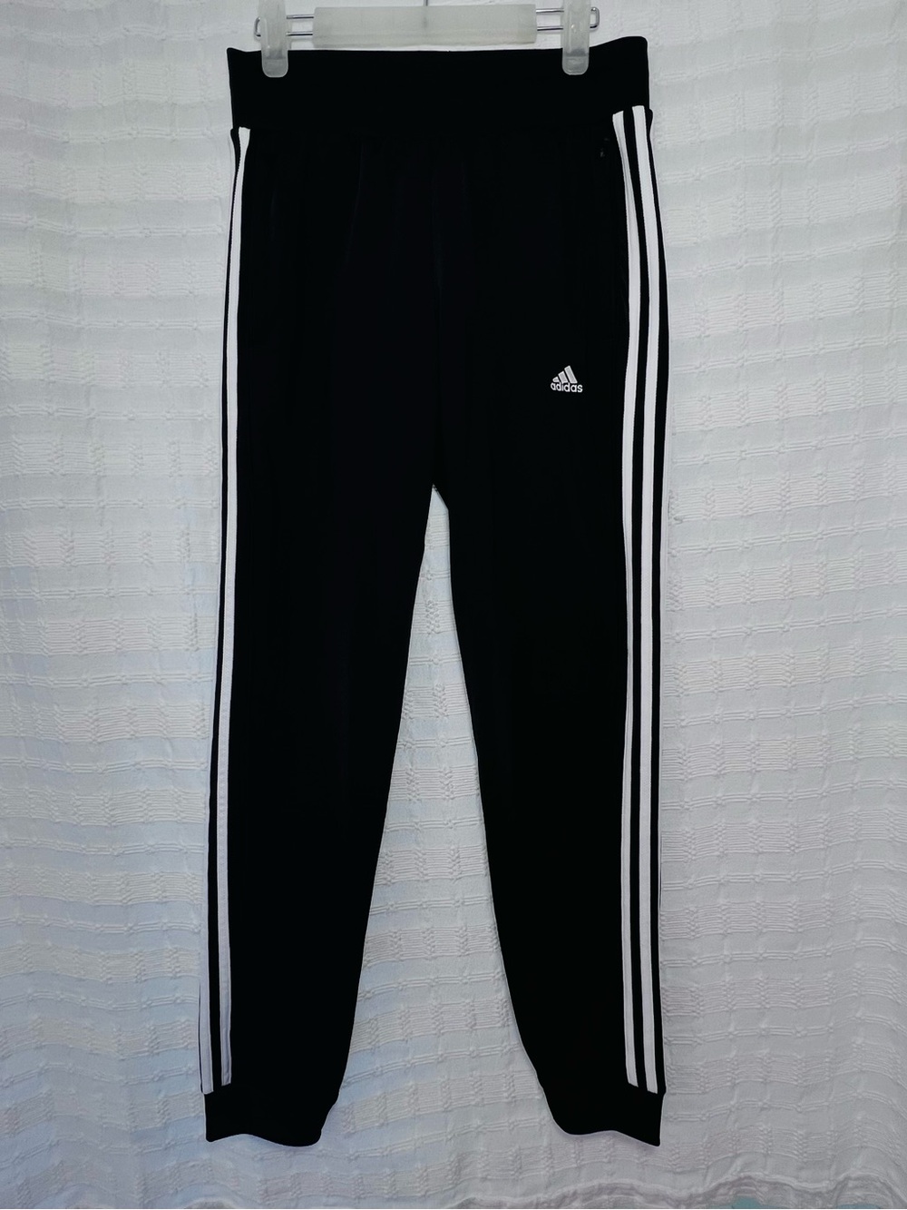 adidas Black Jogger Sweatpants with White Side Stripes